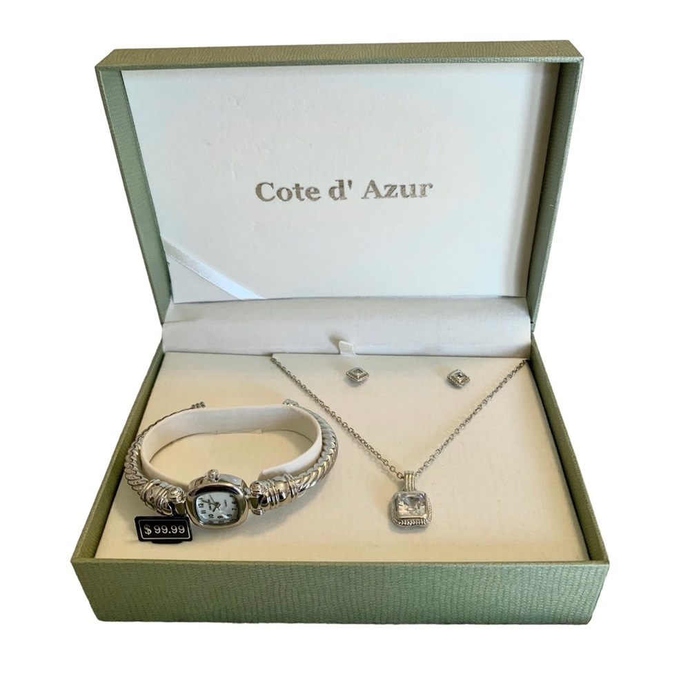 NITB Cote d’ Azur Jewelry Set 3 Piece Set Watch Earrings Necklace